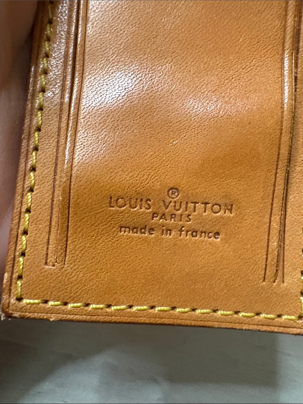 Louis‎ Vuitton Tan Leather Luggage Tag with Strap